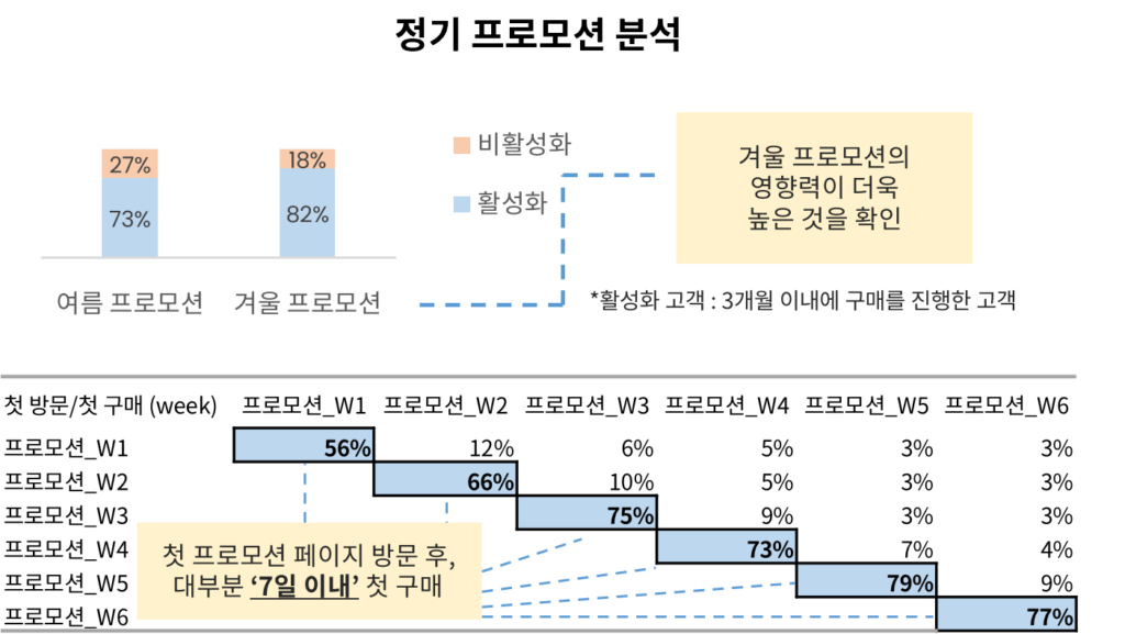 정기 프로모션의 영향력 및 집중 구간 분석 예시