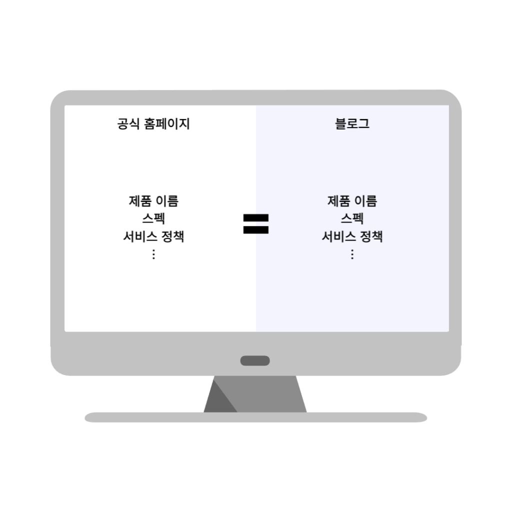 공식 홈페이지와 블로그에서 동일한 정보로 제공하는 예시 그림