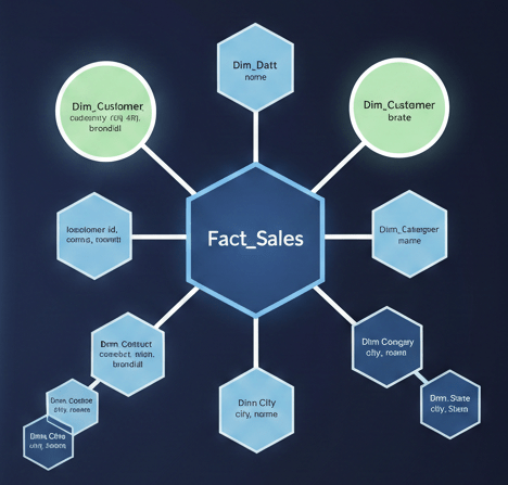 데이터 모델링 스노우플레이크 방법의 구조 이미지