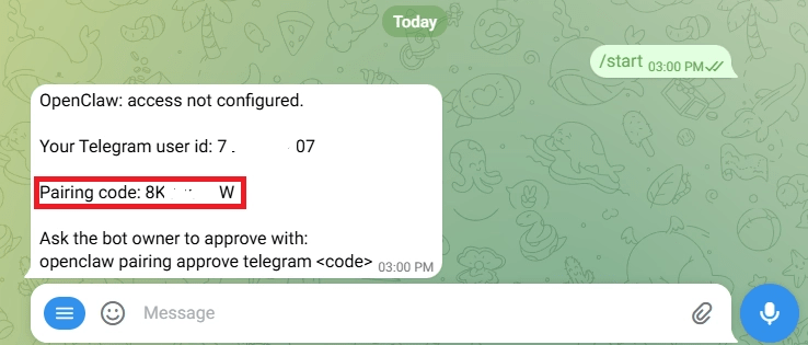 openclaw 오픈클로 텔레그램 telegram 페어링 코드 확인, 연동시 필요한 정보