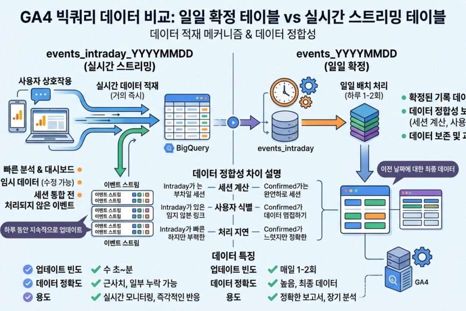 GA4 Intraday 실시간 테이블, 대시보드 원천 데이터로 바로 사용할 수 있을까? 대표 이미지