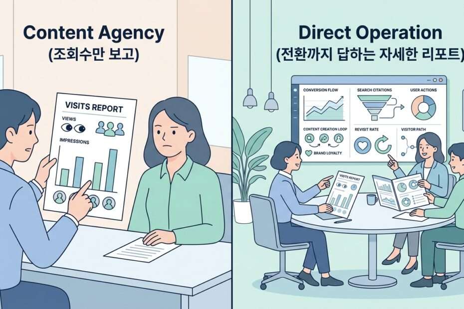 콘텐츠와 광고, 두 유입 경로를 한 곳에서 재는 개념 이미지