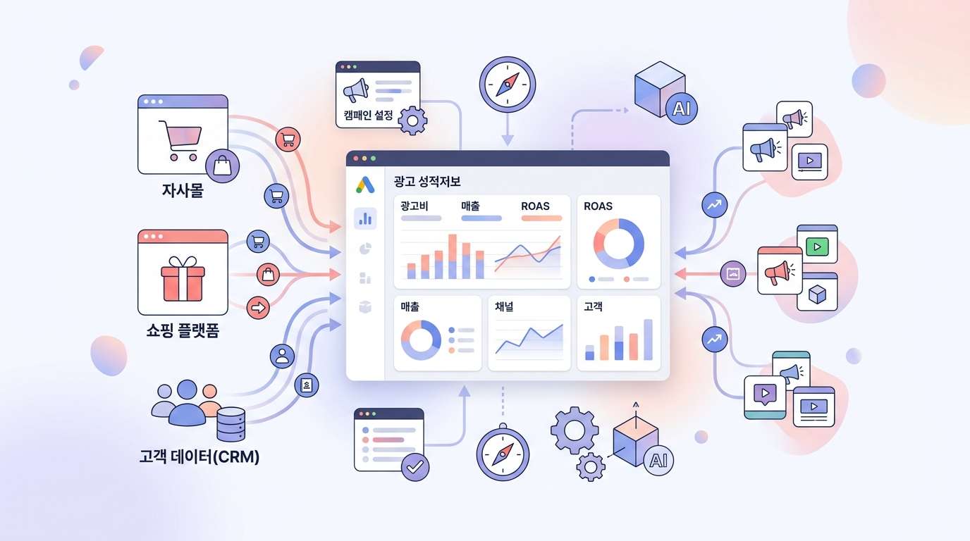 광고 성과 대시보드에 Cafe24·스마트스토어 매출과 CRM 고객 데이터를 연결하면 ROAS 해석이 달라지는 이유: SmartDash 대표 이미지