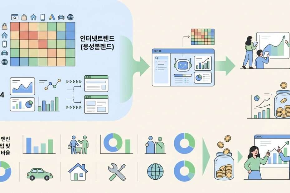 검색광고 예산을 네이버와 구글에 나눌 때 보는 업종별 검색엔진 유입 구성비: 인터넷트렌드 업종 히트맵 활용 대표 이미지